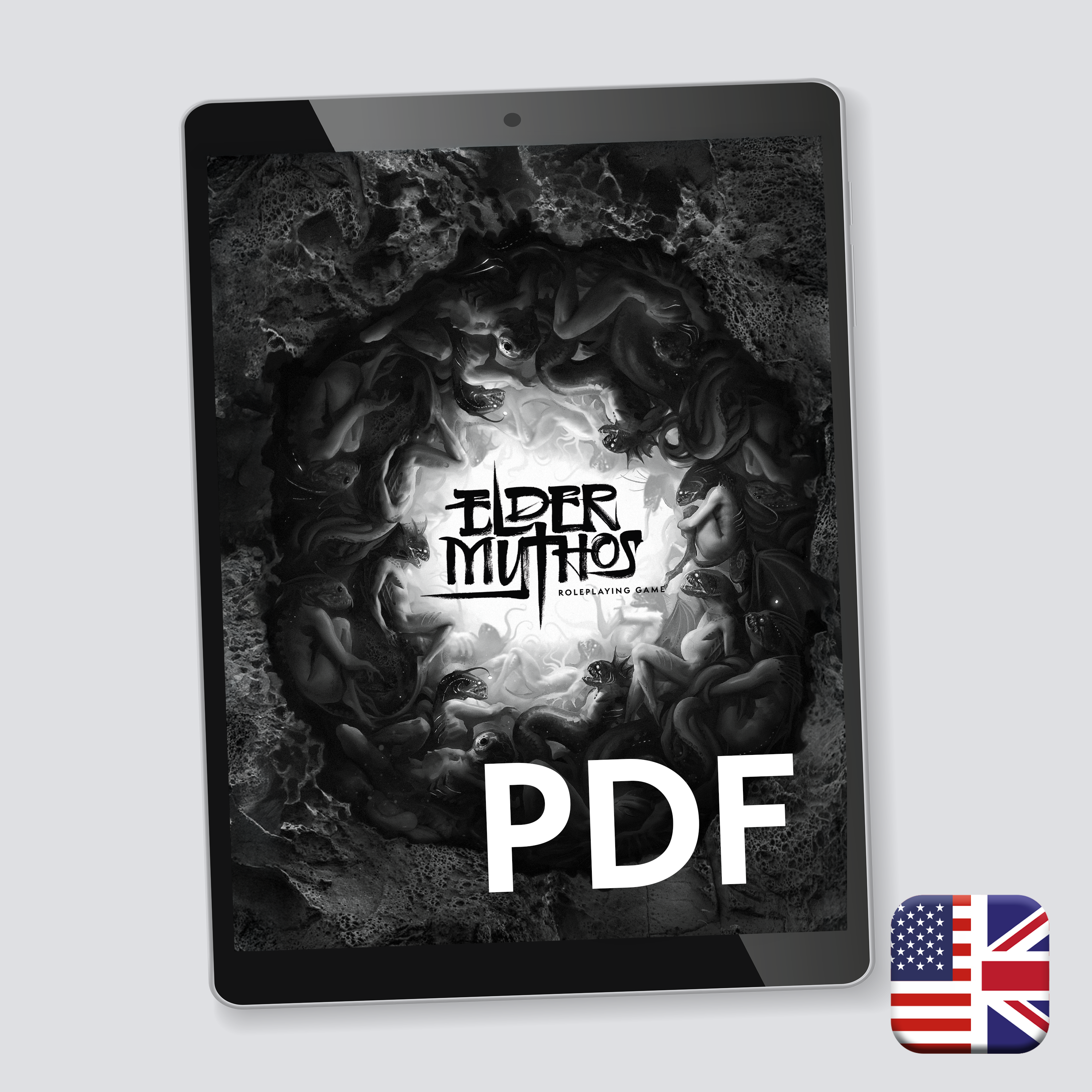 Elder Mythos Corebook PDF digital edition cover — cosmic horror tabletop RPG