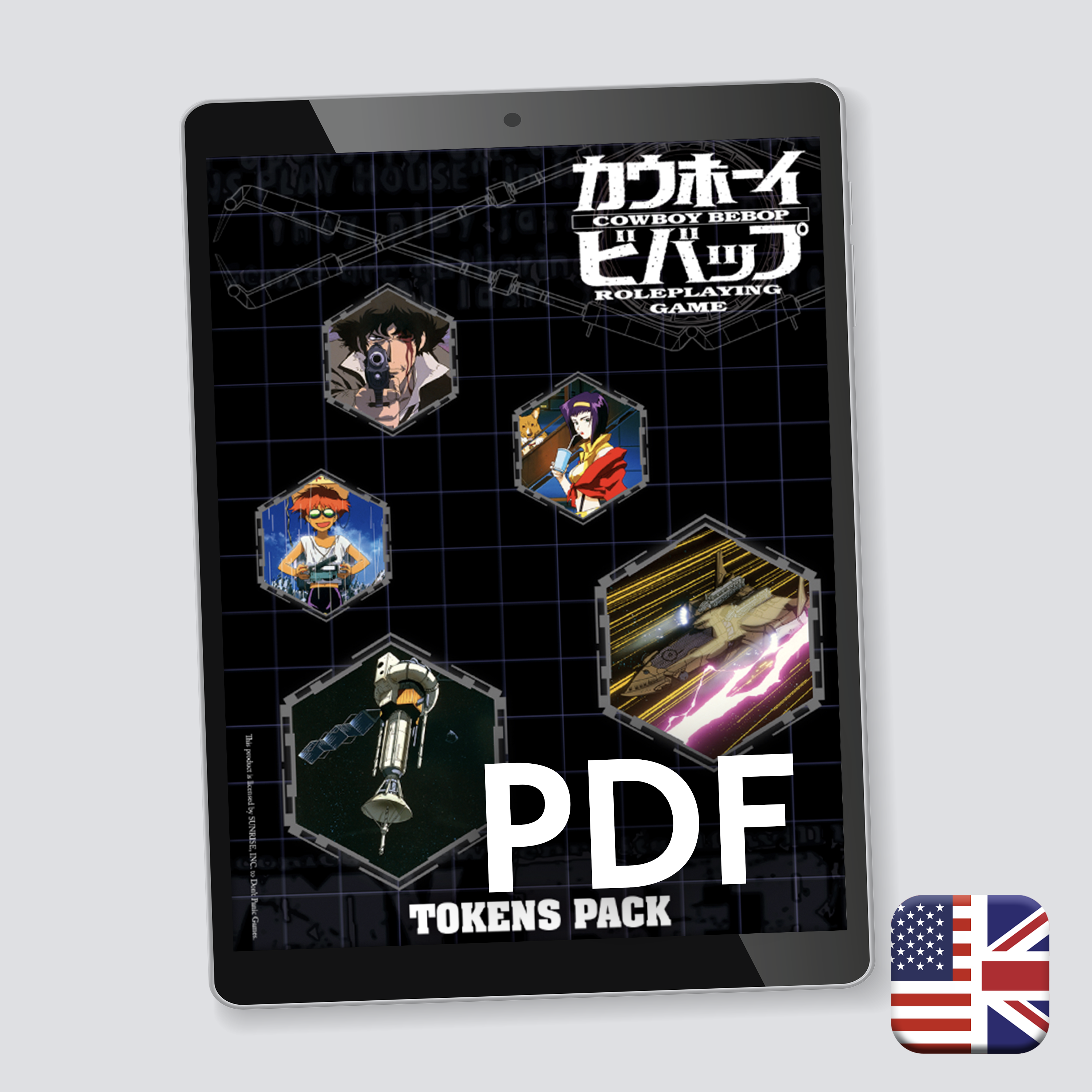 Cowboy Bebop RPG – Tokens Pack (PDF) cover, free VTT tokens