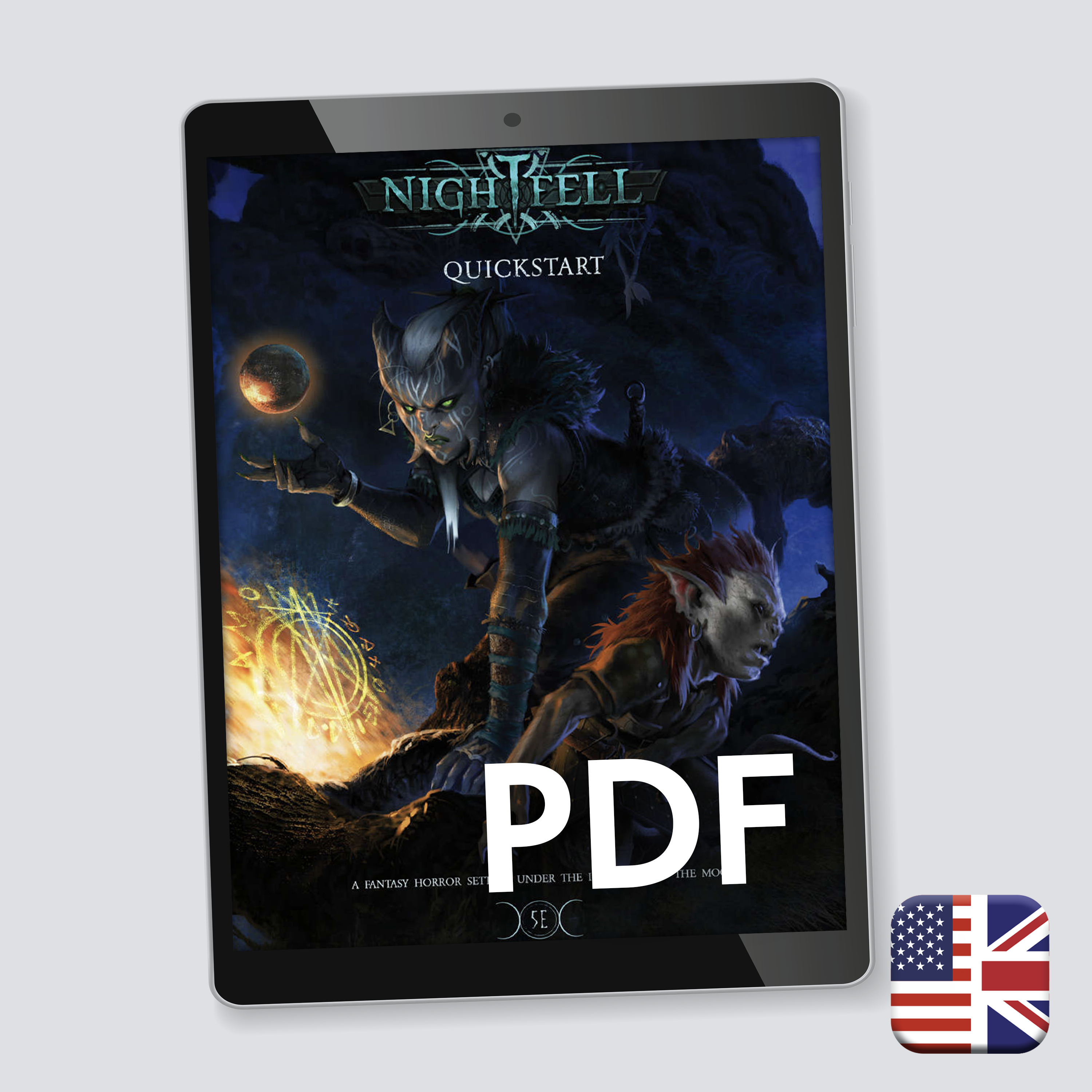 Nightfell – Quickstart (PDF) cover, free horror 5E