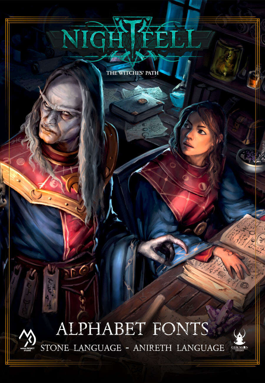 Copertina di Nightfell – Font dell'Alfabeto Iùrmen, tipografia digitale