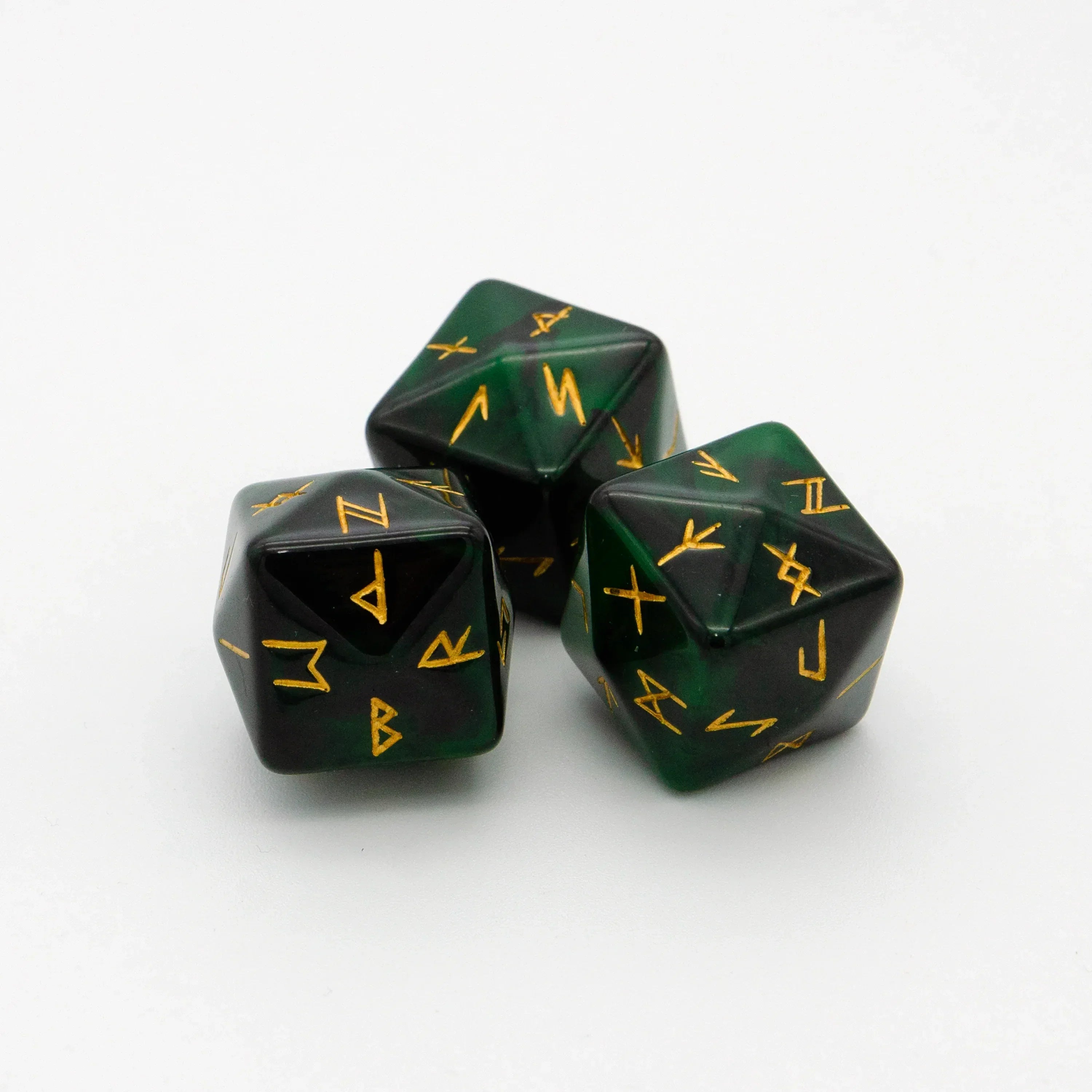 Journey to Ragnarok Runic Dice Pack — three custom Norse rune dice for 5E