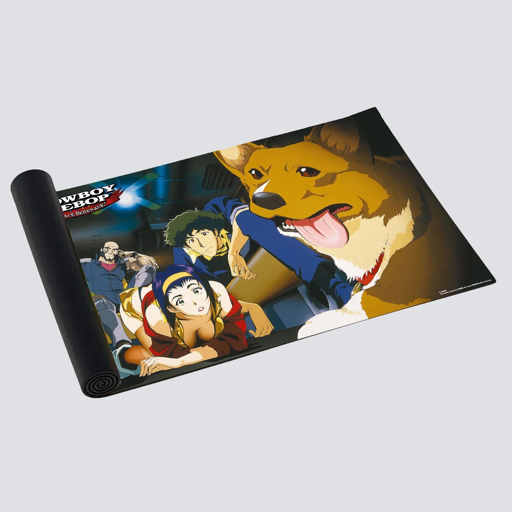 Cowboy Bebop playmat — Swordfish Team artwork (36×61cm, premium fabric top)