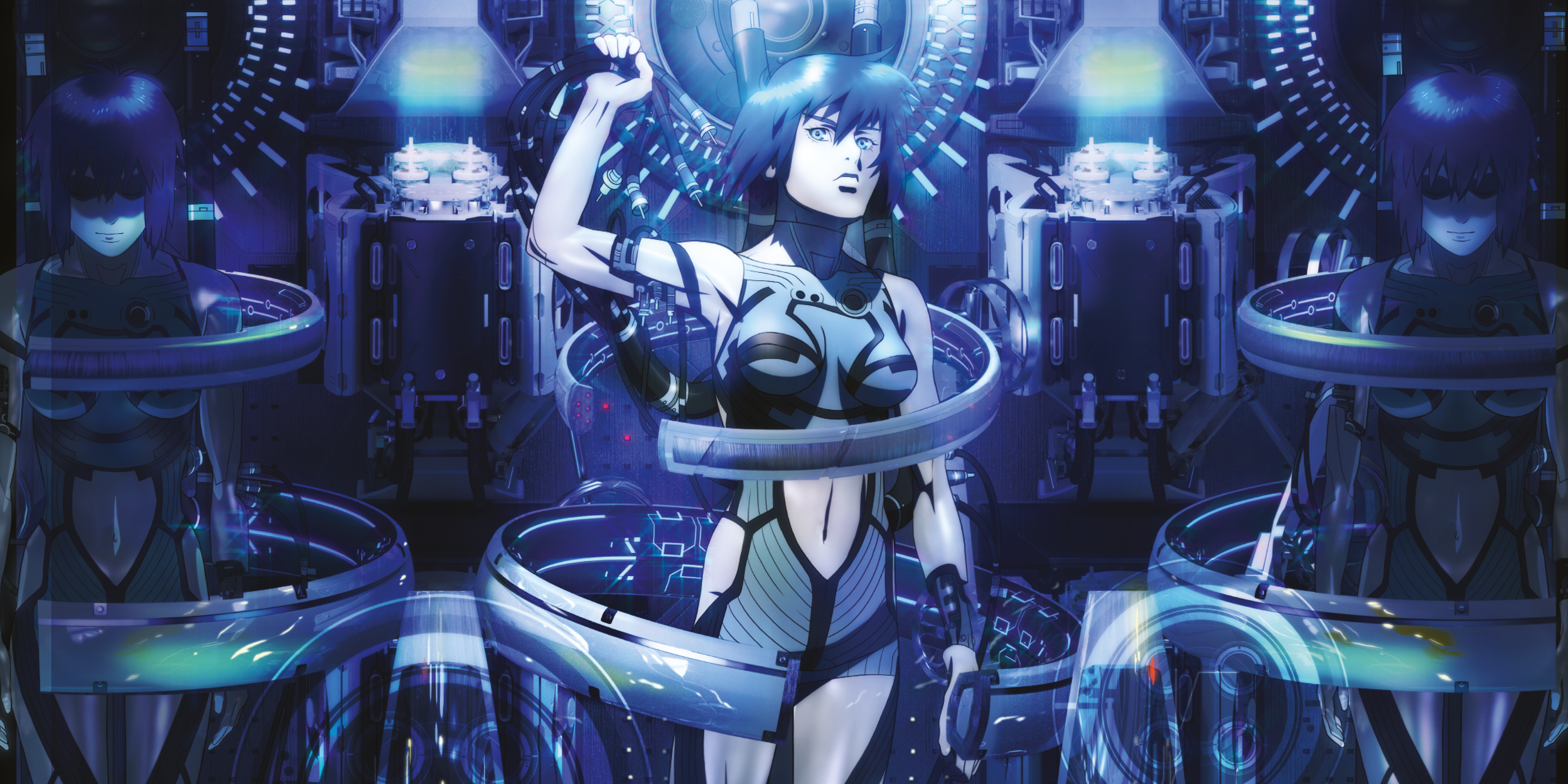 Ghost in the Shell Roleplaying Game key art — cyberpunk Newport City