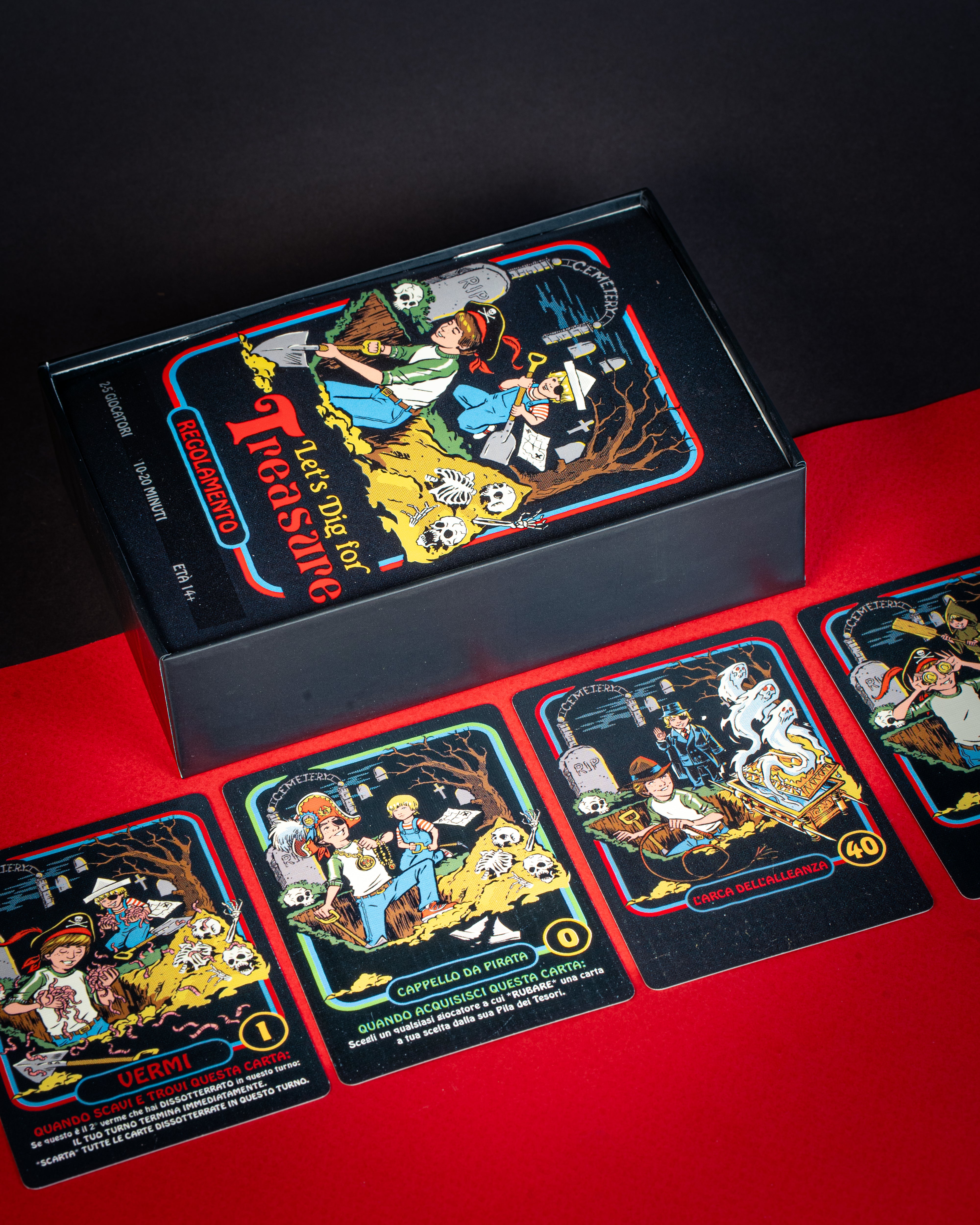 Let's Dig for Treasure, carte del party game illustrate da Steven Rhodes