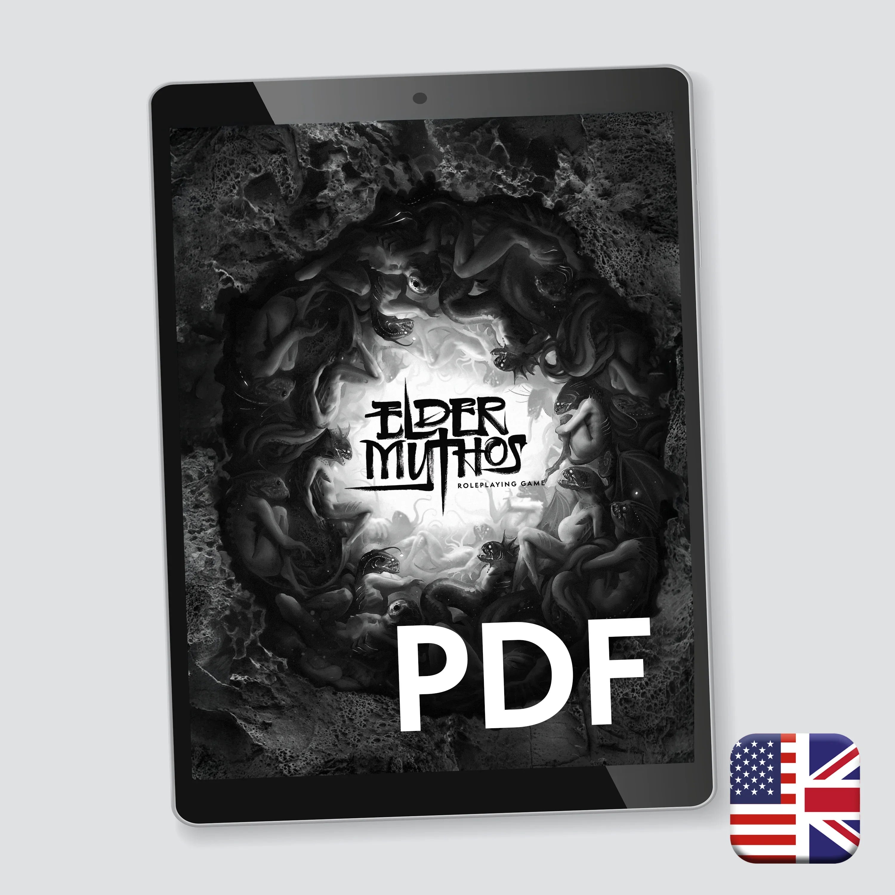 Elder Mythos Corebook PDF digital edition cover — cosmic horror tabletop RPG