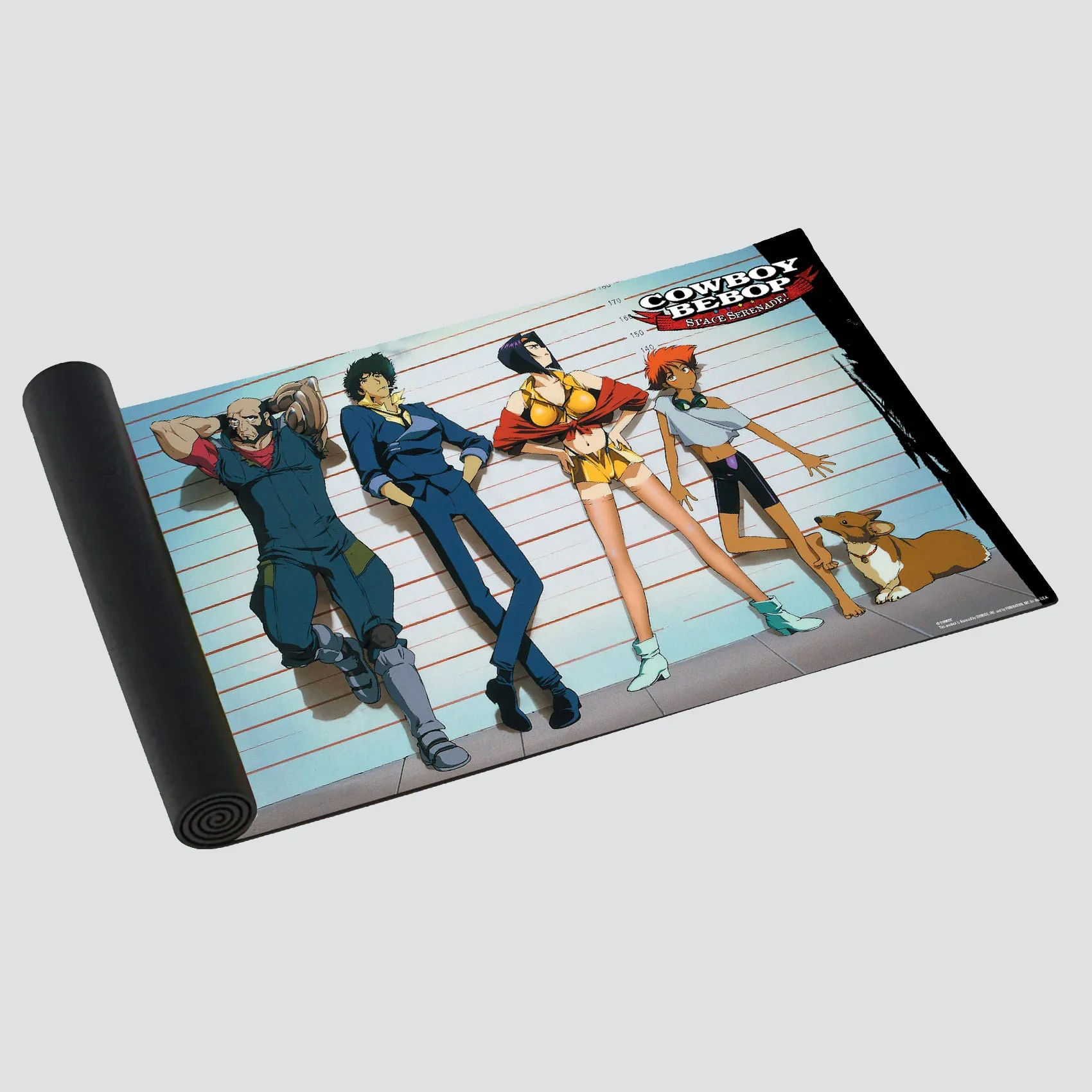 Cowboy Bebop playmat — The S Suspect artwork (36×61cm, premium fabric top)
