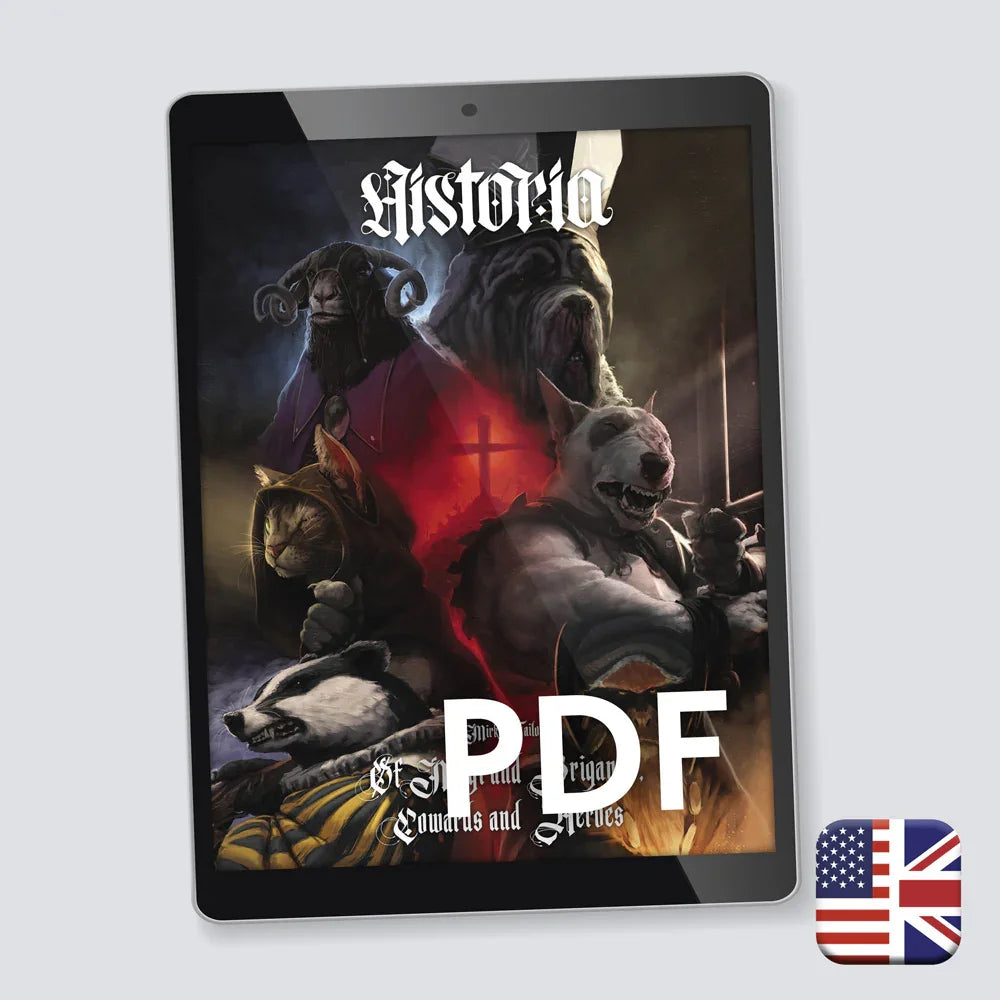 Historia Lorebook PDF cover — Renaissance dark fantasy 5E history of Vesteria